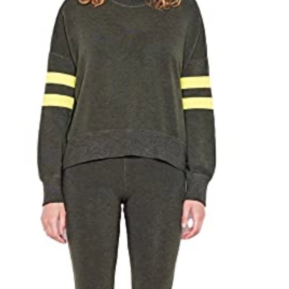 Sundry Olive Sweatshirt with Yellow Accents